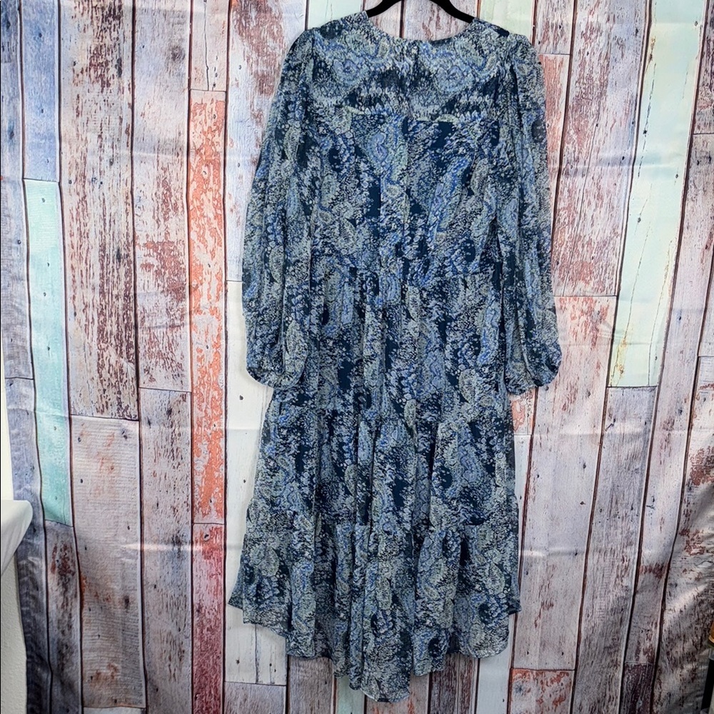 NWT Joie Blue Parisian Paisley Women's Dress Maxi Tiered‎ Length Large - Picture 8 of 11